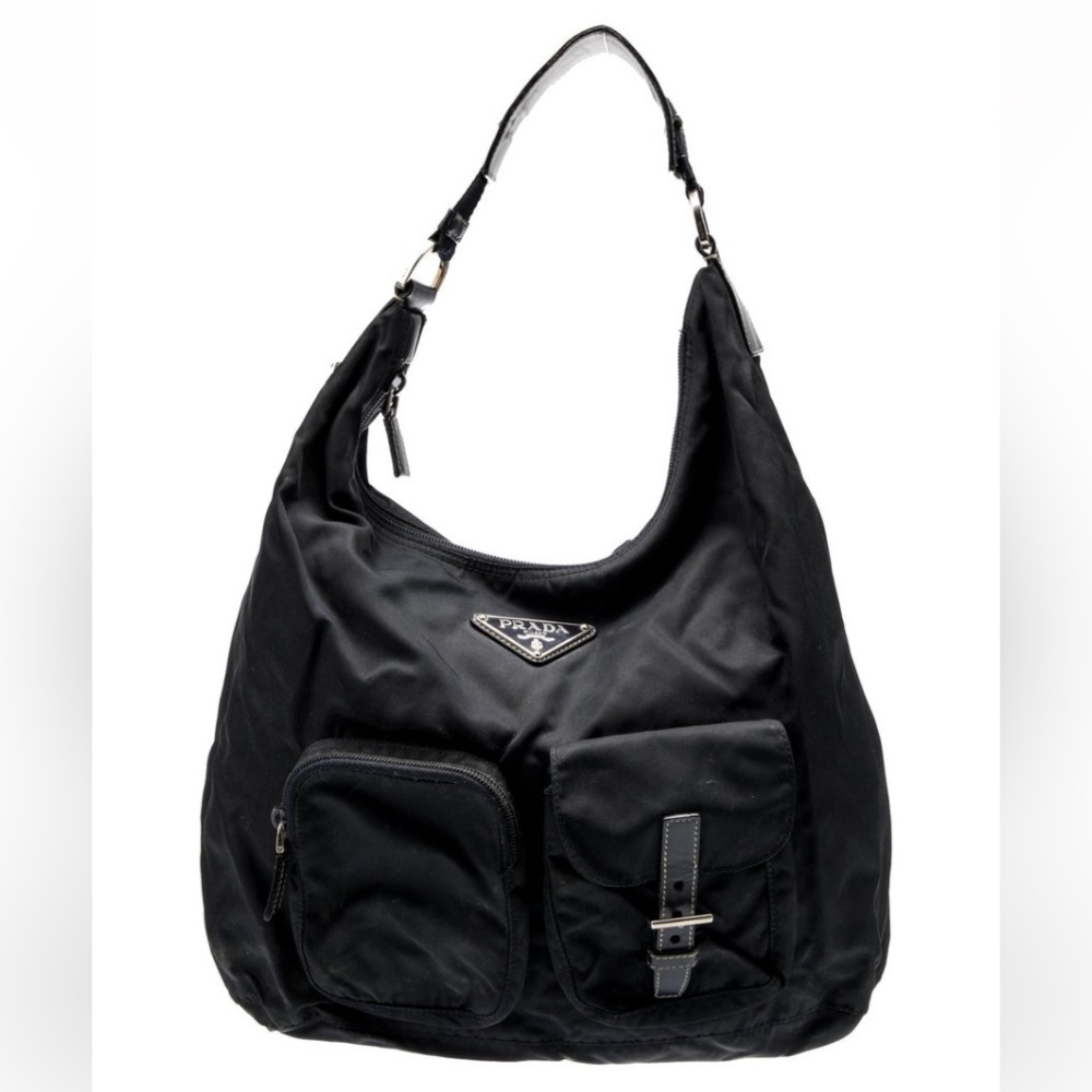 Prada Black Nylon Hobo Bag